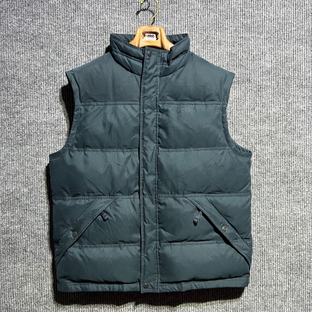 Eddie Bauer Down Vest Mens Large Green 650 Fill Power Puffer Outdoor Gorpcore